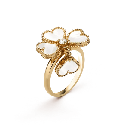 [⭐Maelin]SWEET CLOVER WHITE MOP RING