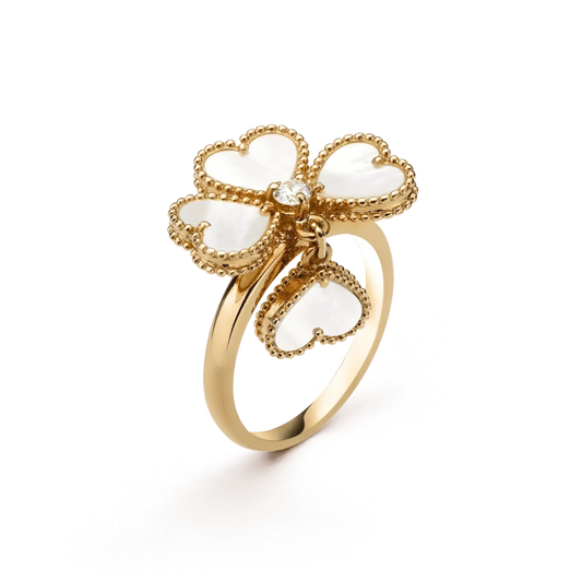 [⭐Maelin]SWEET CLOVER WHITE MOP RING