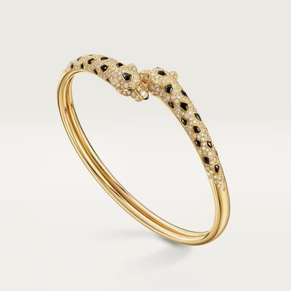[⭐Maelin]PANTHERE DOUBLE HEADED HALF DIAMOND OPEN BRACELET