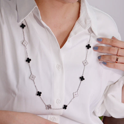 [⭐Maelin]CLOVER 20 MOTIFS ONYX DIAMOND SILVER
