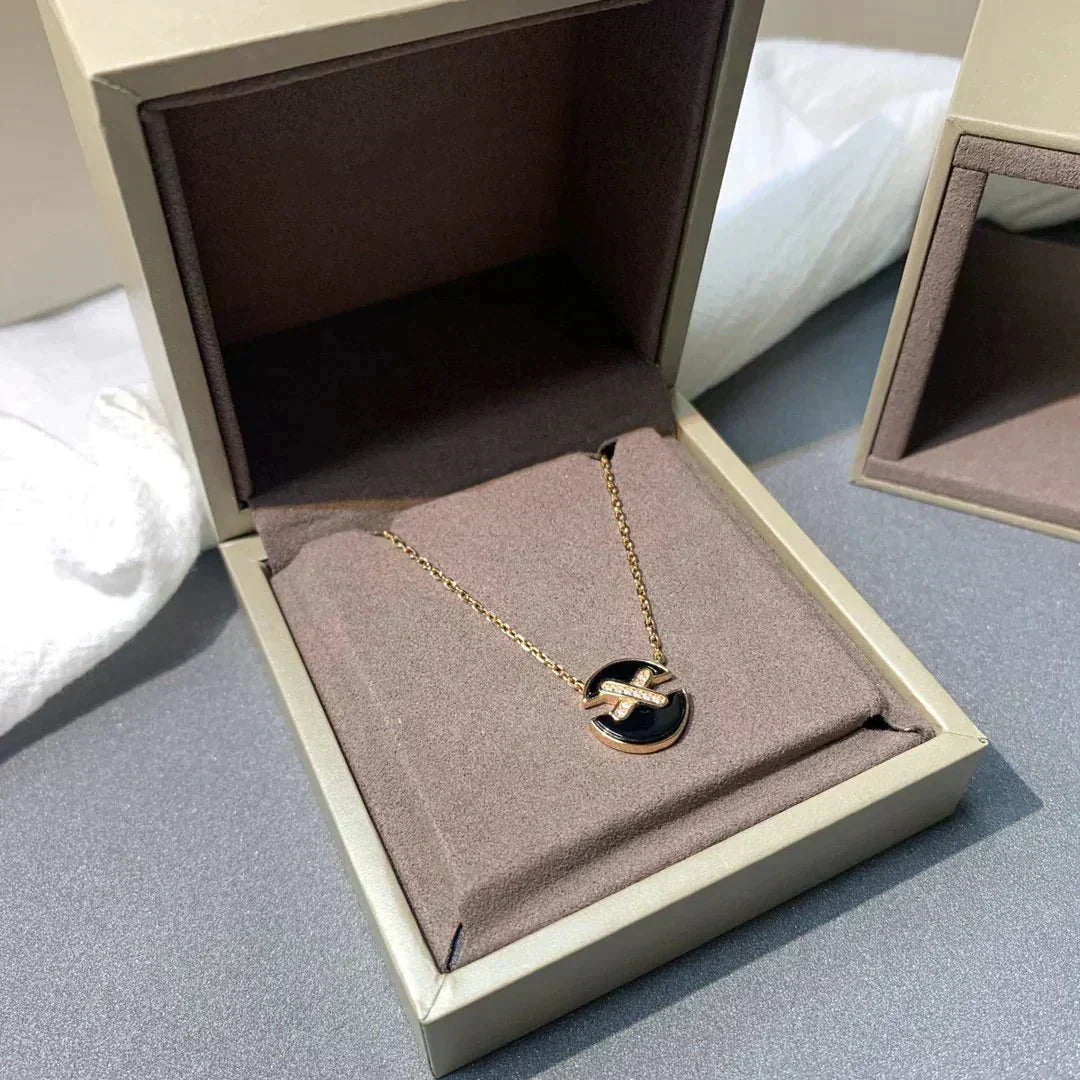 [⭐Maelin]JEUX DE ROSE GOLD DIAMOND NECKLACE