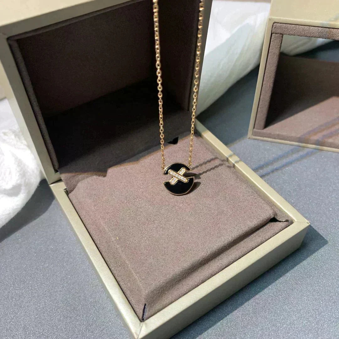 [⭐Maelin]JEUX DE ROSE GOLD DIAMOND NECKLACE