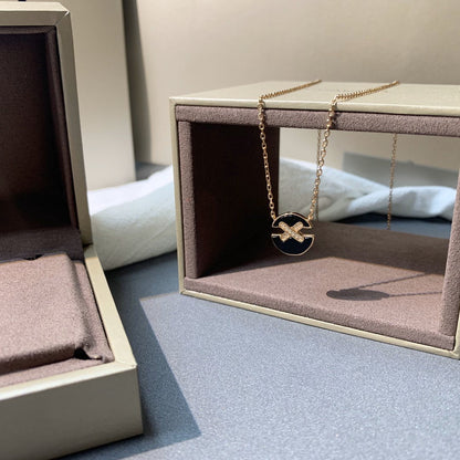 [⭐Maelin]JEUX DE PINK GOLD DIAMOND NECKLACE