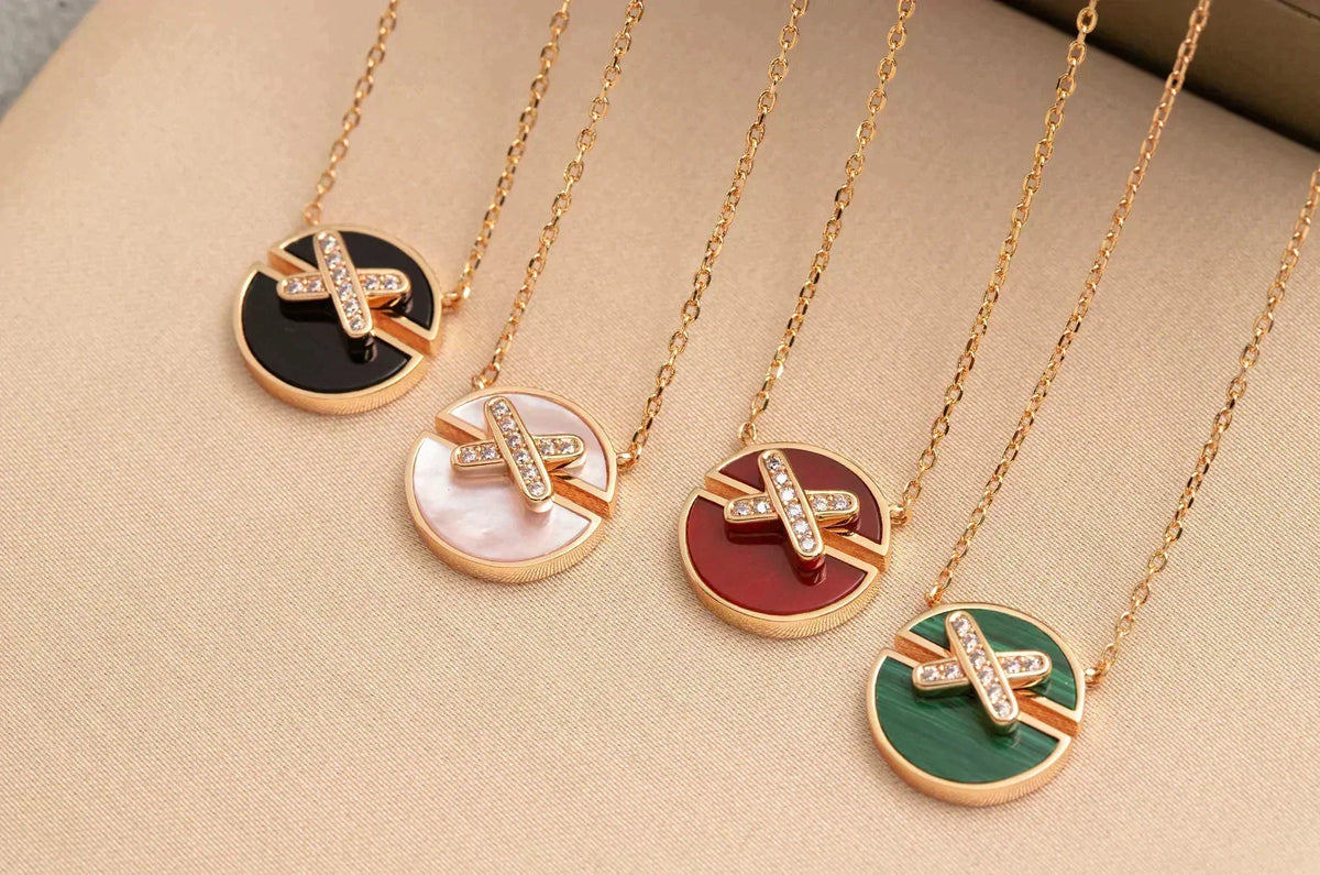 [⭐Maelin]JEUX DE ROSE GOLD DIAMOND NECKLACE