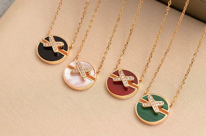 [⭐Maelin]JEUX DE ROSE GOLD DIAMOND NECKLACE