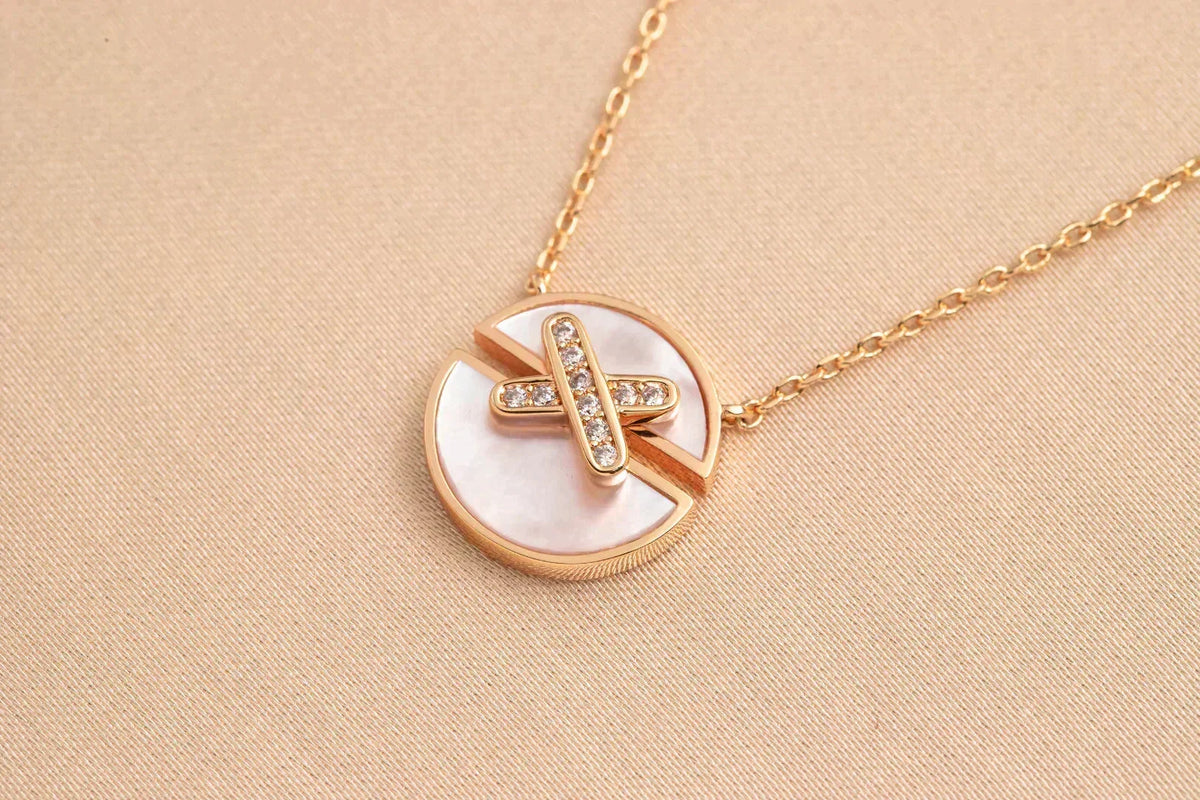 [⭐Maelin]JEUX DE ROSE GOLD DIAMOND NECKLACE