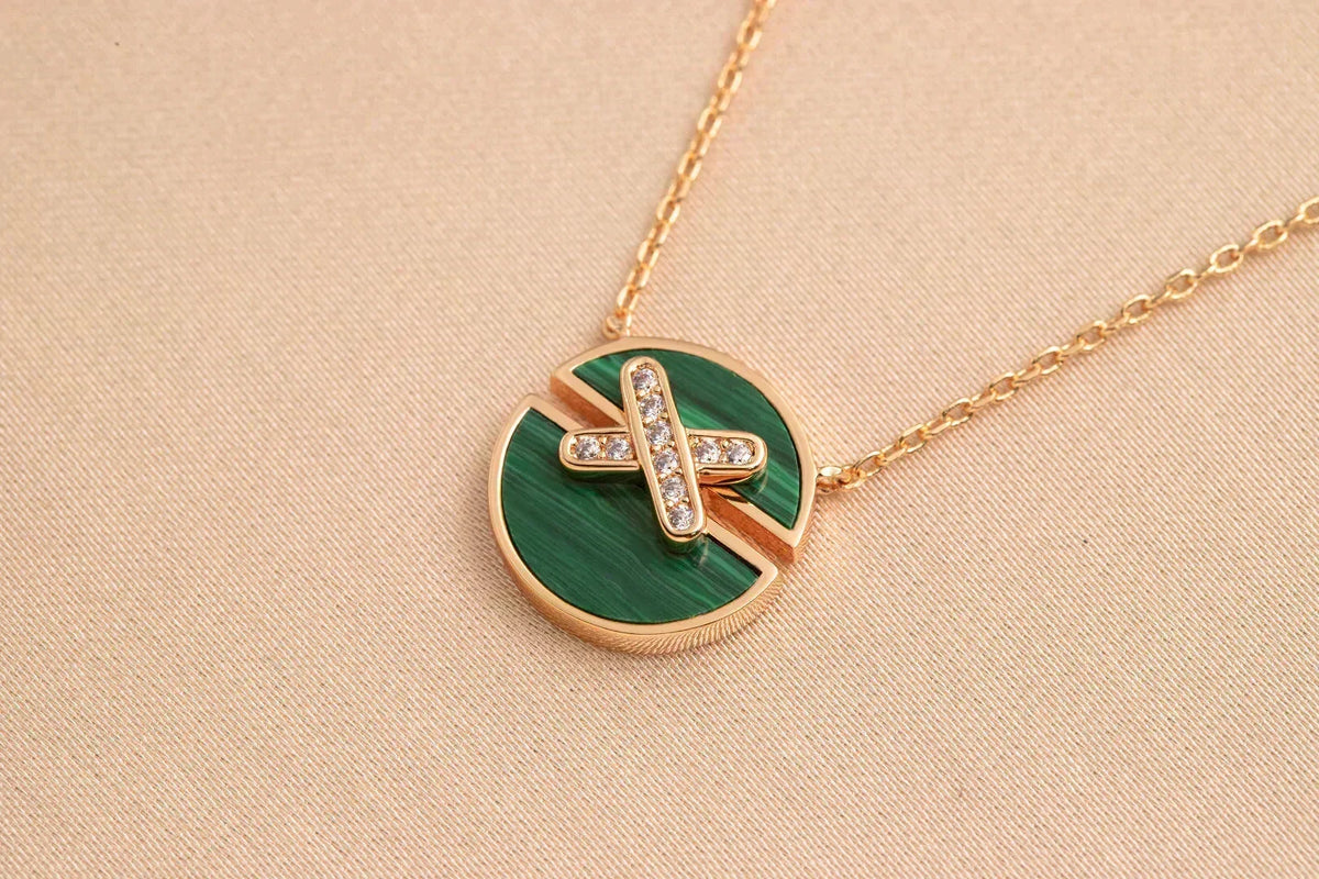 [⭐Maelin]JEUX DE ROSE GOLD DIAMOND NECKLACE