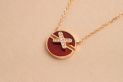 [⭐Maelin]JEUX DE PINK GOLD DIAMOND NECKLACE