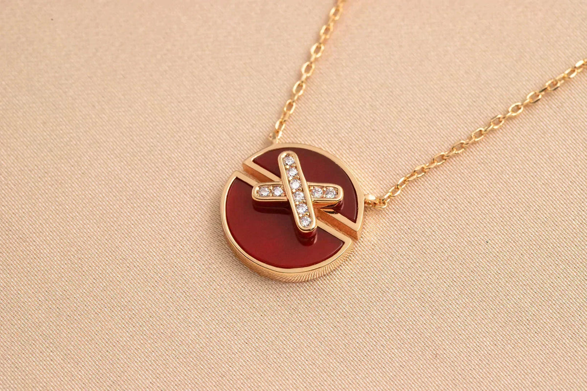 [⭐Maelin]JEUX DE ROSE GOLD DIAMOND NECKLACE