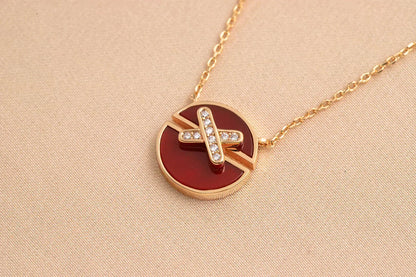 [⭐Maelin]JEUX DE ROSE GOLD DIAMOND NECKLACE