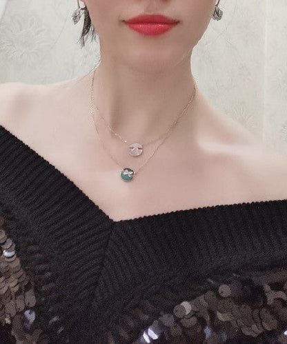 [⭐Maelin]JEUX DE ROSE GOLD DIAMOND NECKLACE