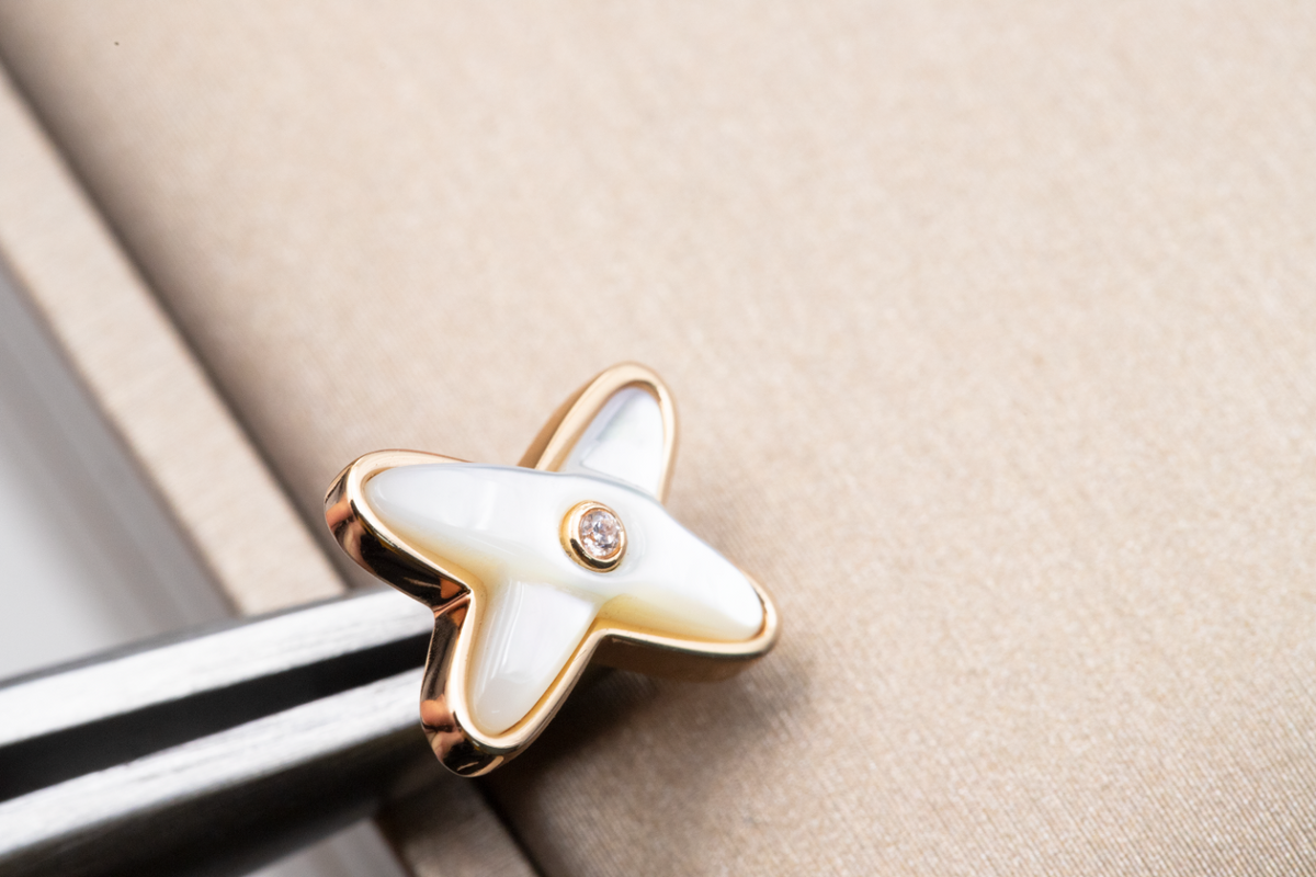[⭐Maelin]JEUX DE WHITE MOP ROSE GOLD DIAMOND EARRINGS