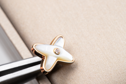 [⭐Maelin]JEUX DE WHITE MOP PINK GOLD DIAMOND EARRINGS