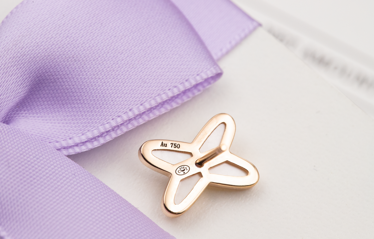 [⭐Maelin]JEUX DE WHITE MOP ROSE GOLD DIAMOND EARRINGS