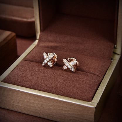 [⭐Maelin]JEUX DE GOLD DIAMOND EARRINGS