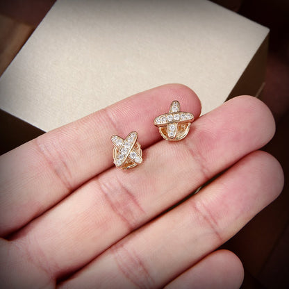 [⭐Maelin]JEUX DE GOLD DIAMOND EARRINGS