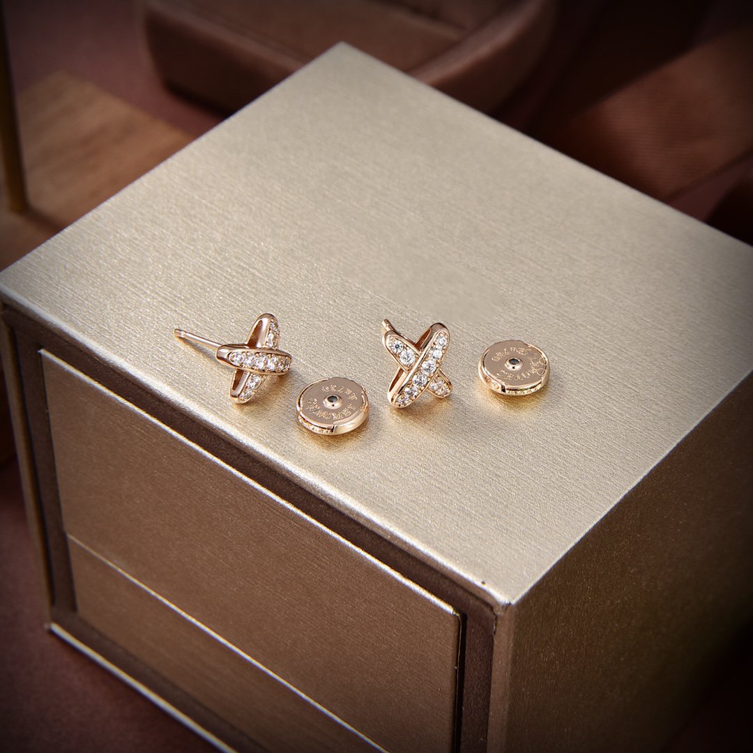 [⭐Maelin]JEUX DE GOLD DIAMOND EARRINGS