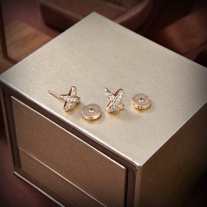 [⭐Maelin]JEUX DE GOLD DIAMOND EARRINGS