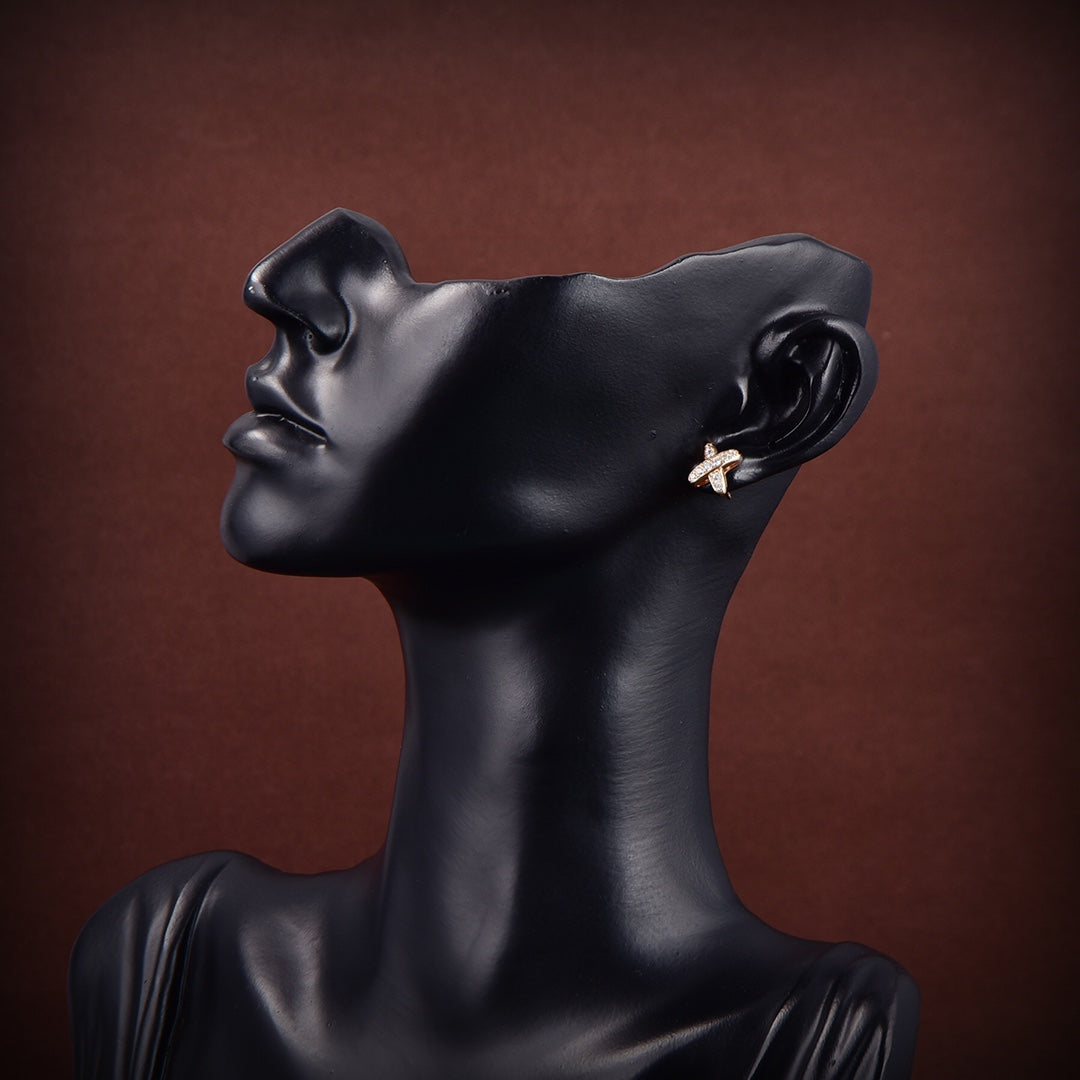 [⭐Maelin]JEUX DE GOLD DIAMOND EARRINGS