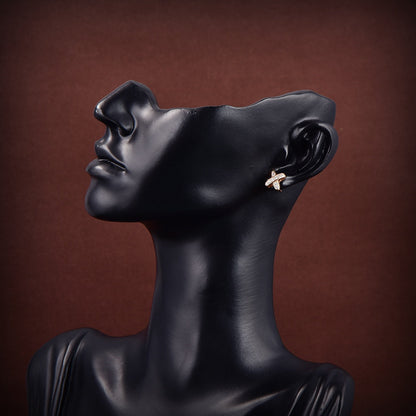 [⭐Maelin]JEUX DE GOLD DIAMOND EARRINGS