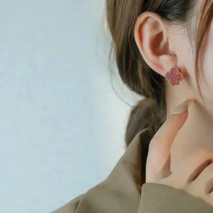 [⭐Maelin]CLOVER MEDIUM 1 MOTIFS CARNELIAN  EARRINGS
