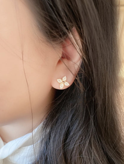 [⭐Maelin]STAR BLOSSOM STUD EARRINGS PINK GOLD DIAMONDS
