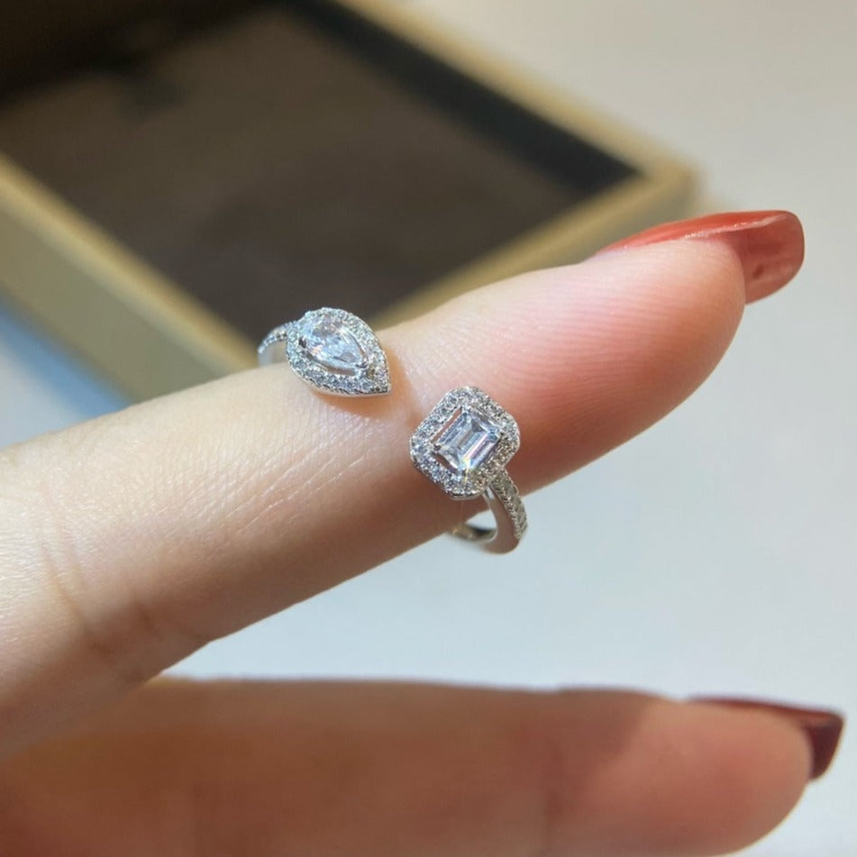 [⭐Maelin]MY TWIN TOI & MOI SILVER DIAMOND RING