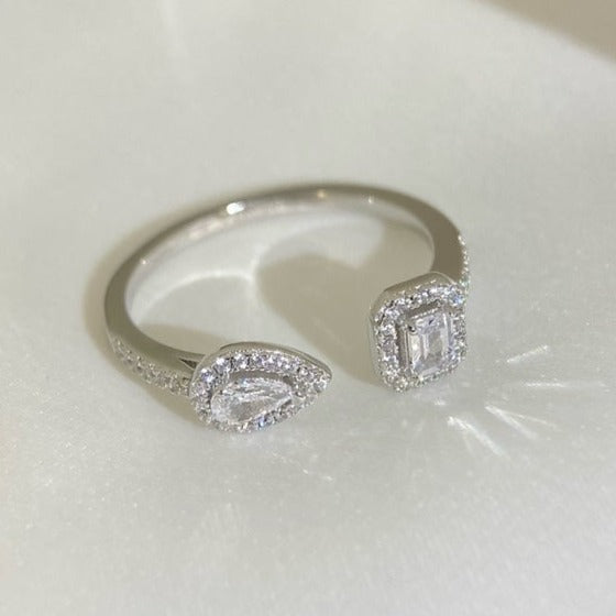 [⭐Maelin]MY TWIN TOI & MOI SILVER DIAMOND RING