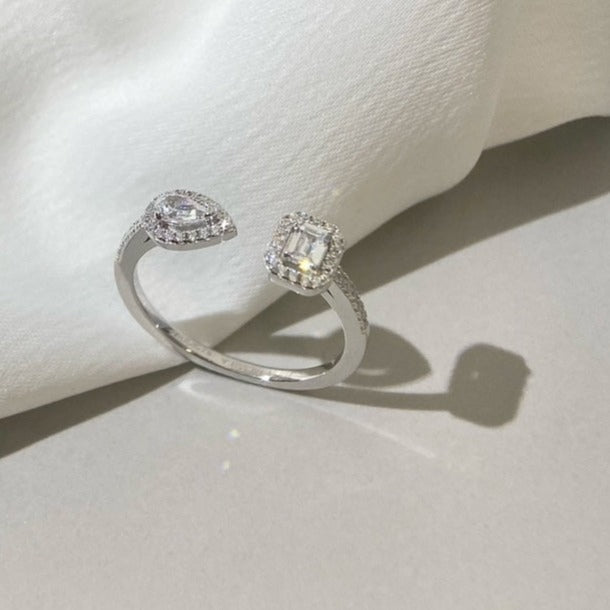 [⭐Maelin]MY TWIN TOI & MOI SILVER DIAMOND RING