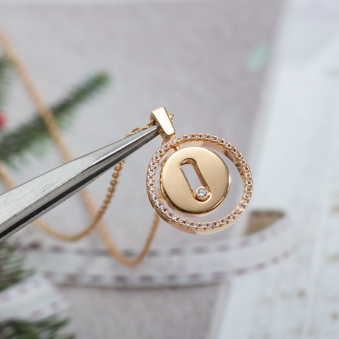 [⭐Maelin]Demo MOVE PM NECKLACE PINK GOLD DIAMOND