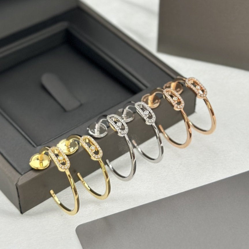 [⭐Maelin]CREOLES MOVE UNO PM DIAMOND EARRINGS