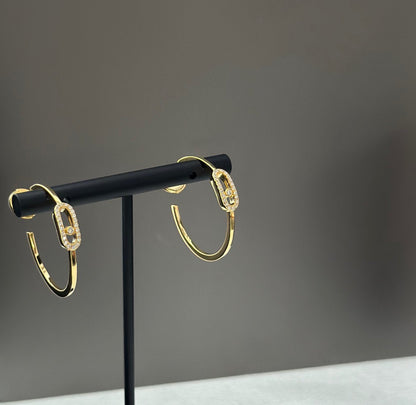 [⭐Maelin]CREOLES MOVE UNO PM DIAMOND EARRINGS