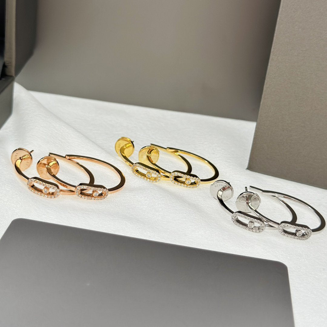 [⭐Maelin]CREOLES MOVE UNO PM DIAMOND EARRINGS