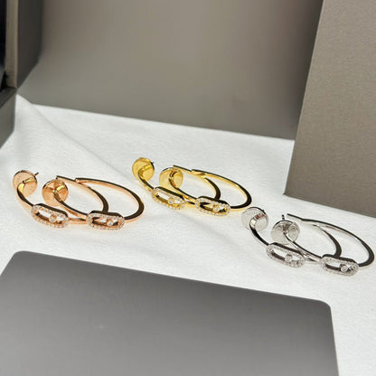 [⭐Maelin]CREOLES MOVE UNO PM DIAMOND EARRINGS