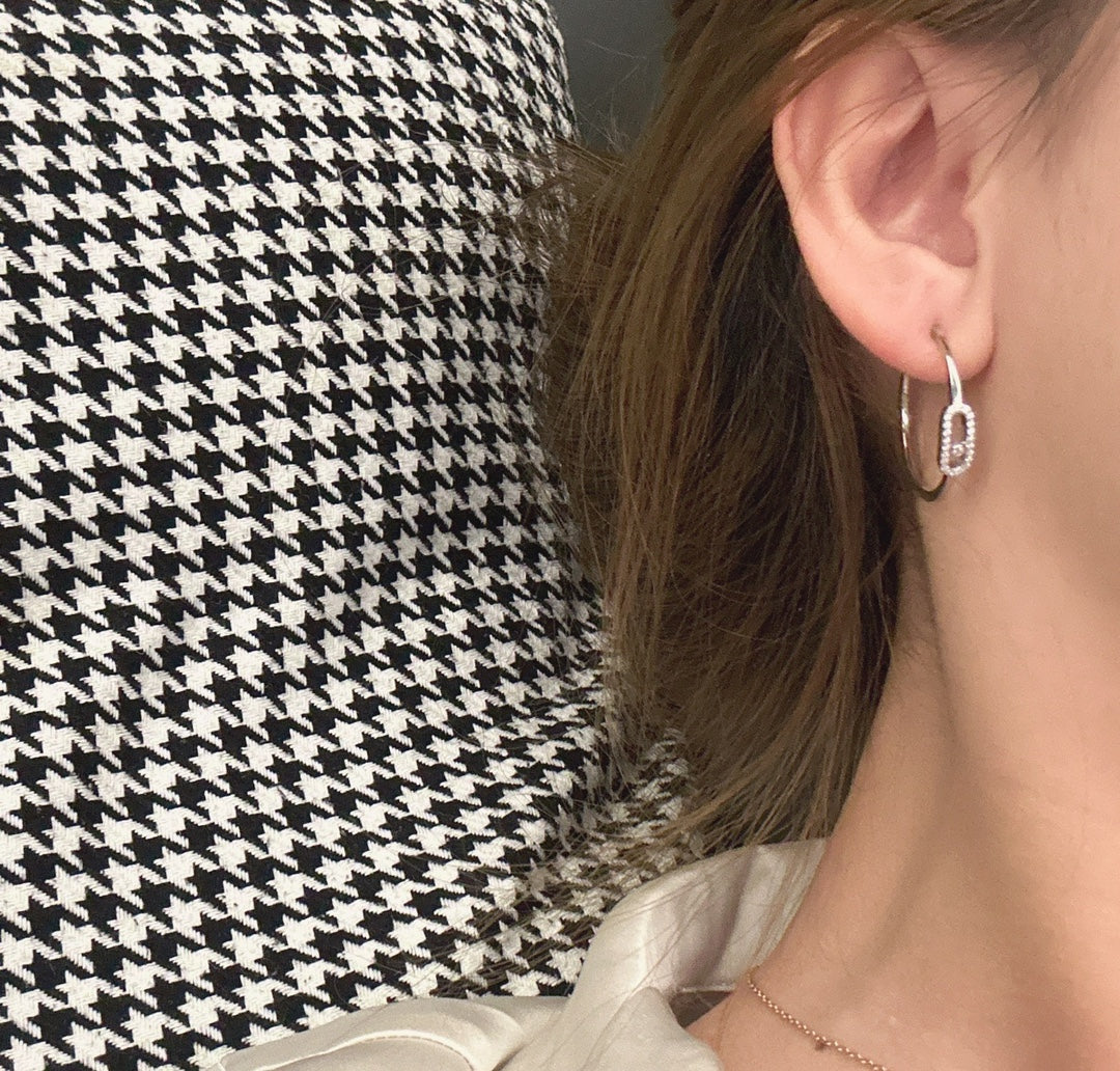 [⭐Maelin]CREOLES MOVE UNO PM DIAMOND EARRINGS