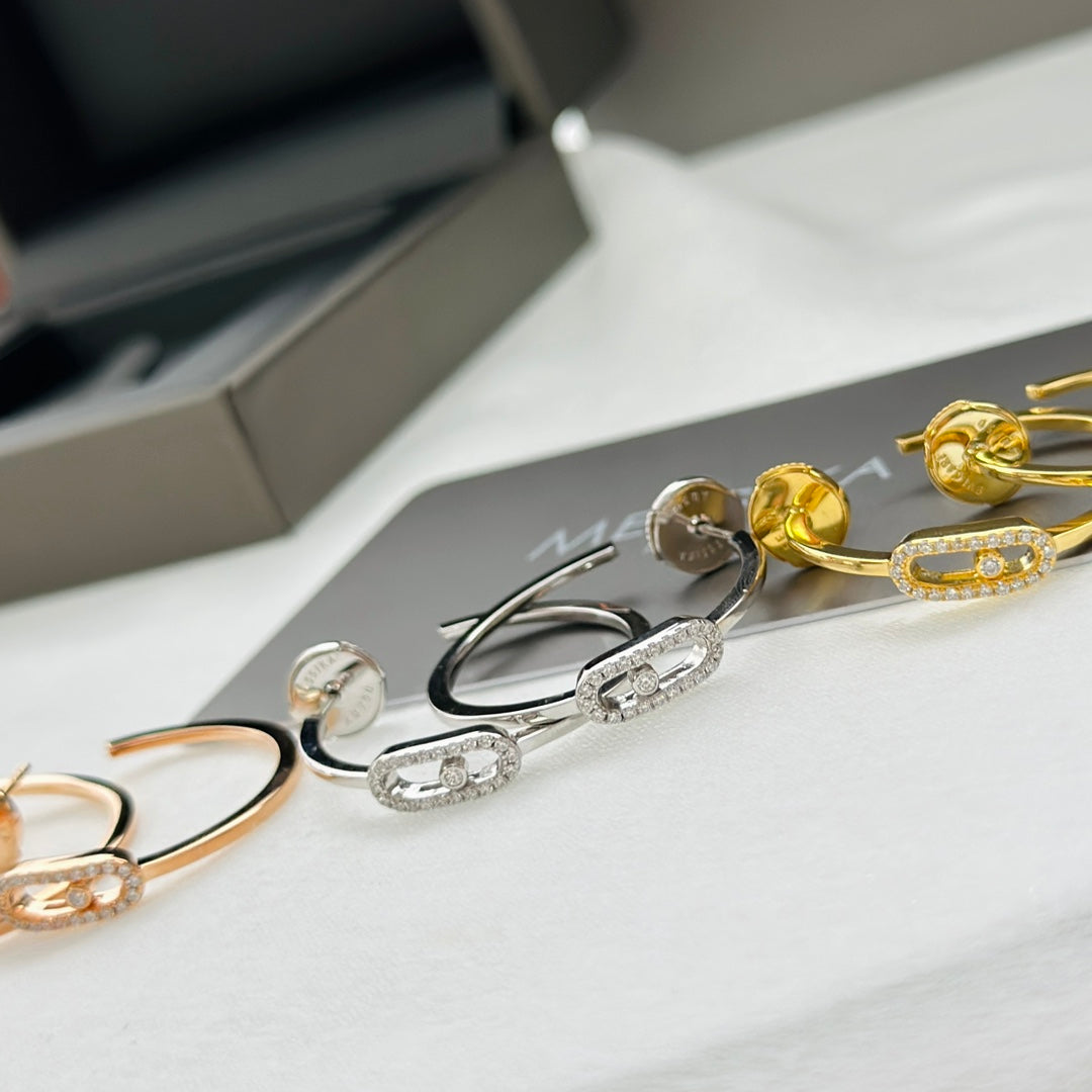 [⭐Maelin]CREOLES MOVE UNO PM DIAMOND EARRINGS