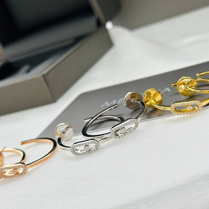 [⭐Maelin]CREOLES MOVE UNO PM DIAMOND EARRINGS
