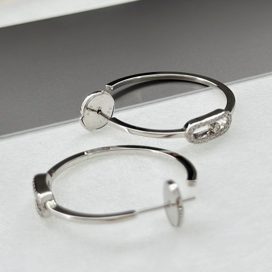 [⭐Maelin]CREOLES MOVE UNO PM DIAMOND EARRINGS