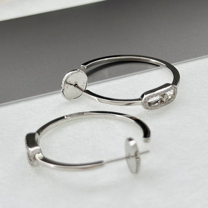 [⭐Maelin]CREOLES MOVE UNO PM DIAMOND EARRINGS