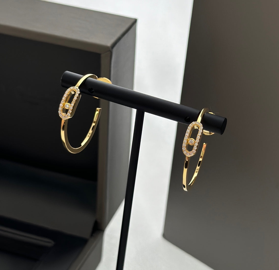 [⭐Maelin]CREOLES MOVE UNO PM DIAMOND EARRINGS