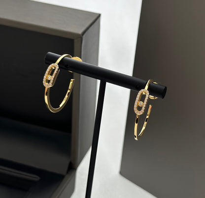 [⭐Maelin]CREOLES MOVE UNO PM DIAMOND EARRINGS