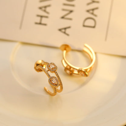[⭐Maelin]CREOLES MY TWIN 2 RANGS SILVER DIAMOND EARRINGS