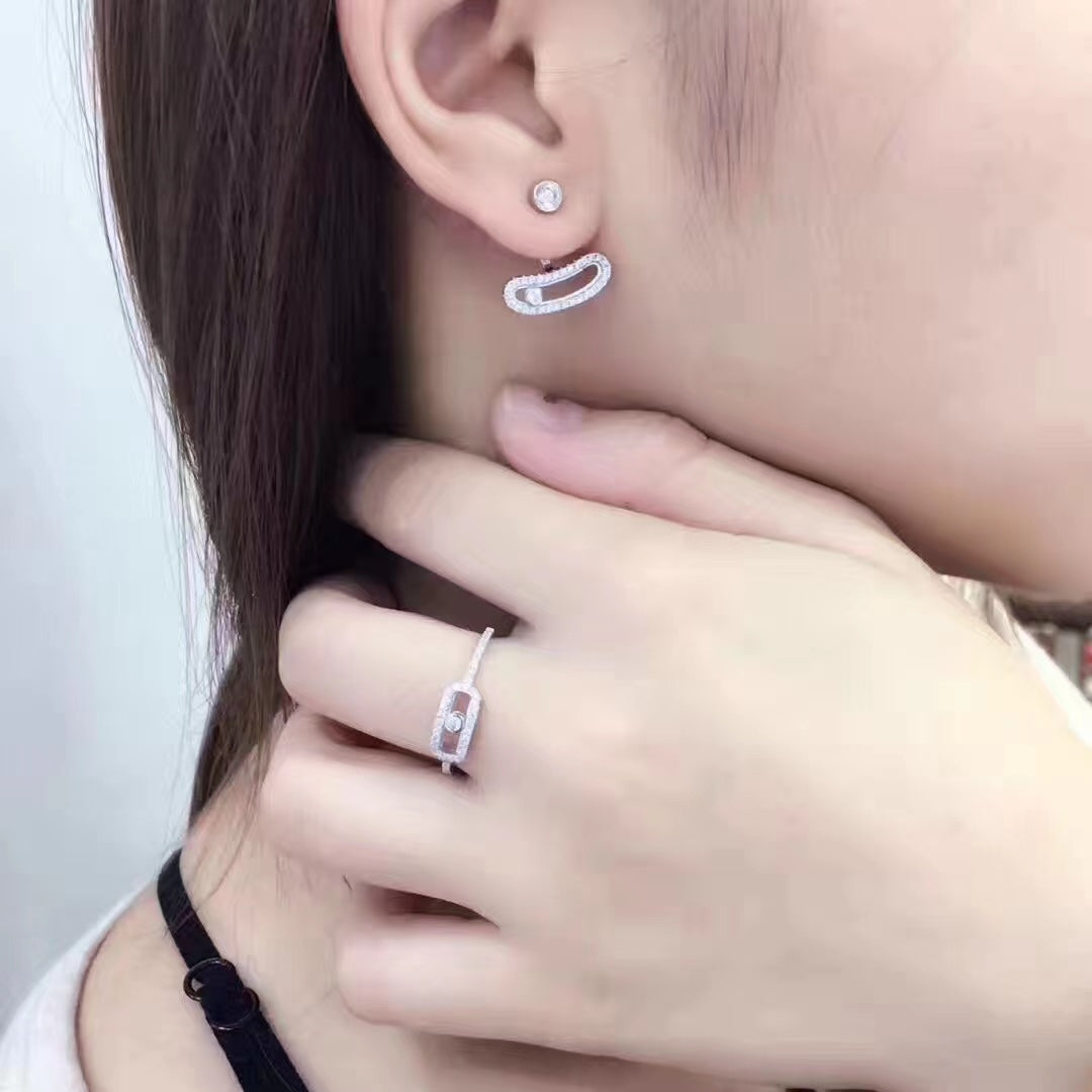 [⭐Maelin]MOVE UNO SILVER DIAMOND EARRINGS