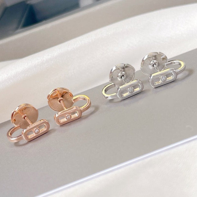[⭐Maelin]CREOLES MOVE UNO MINI 1 DIAMOND EARRINGS
