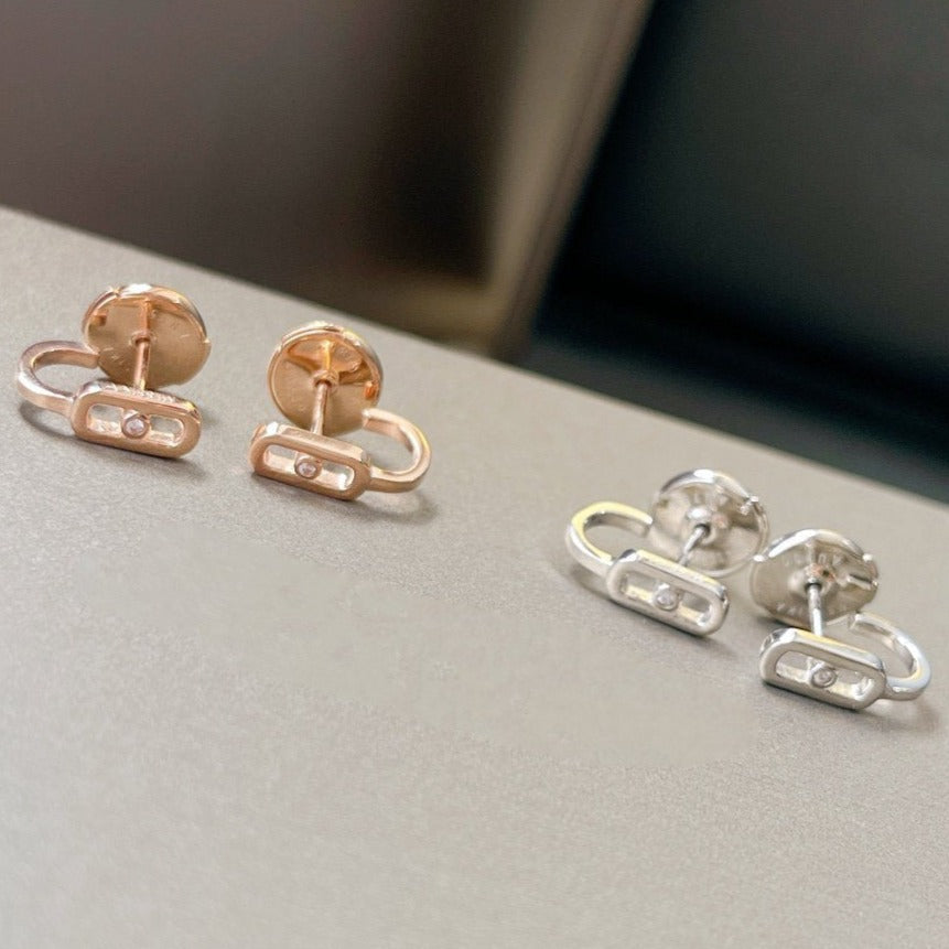 [⭐Maelin]CREOLES MOVE UNO MINI 1 DIAMOND EARRINGS