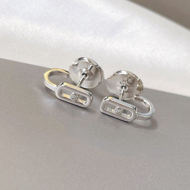 [⭐Maelin]CREOLES MOVE UNO MINI 1 DIAMOND EARRINGS