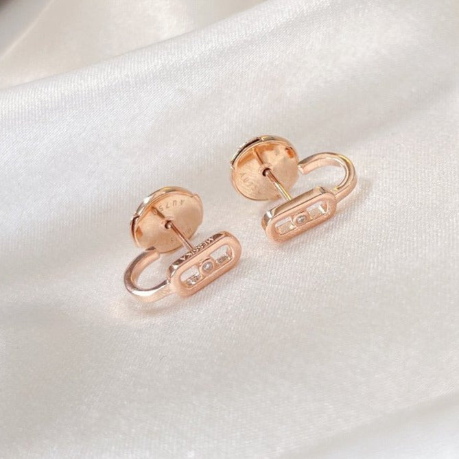 [⭐Maelin]CREOLES MOVE UNO MINI 1 DIAMOND EARRINGS
