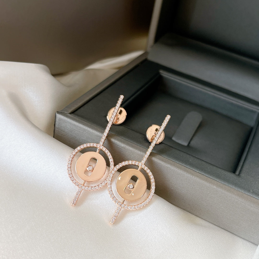 [⭐Maelin]Demo MOVE ARROW PINK GOLD DIAMOND EARRINGS