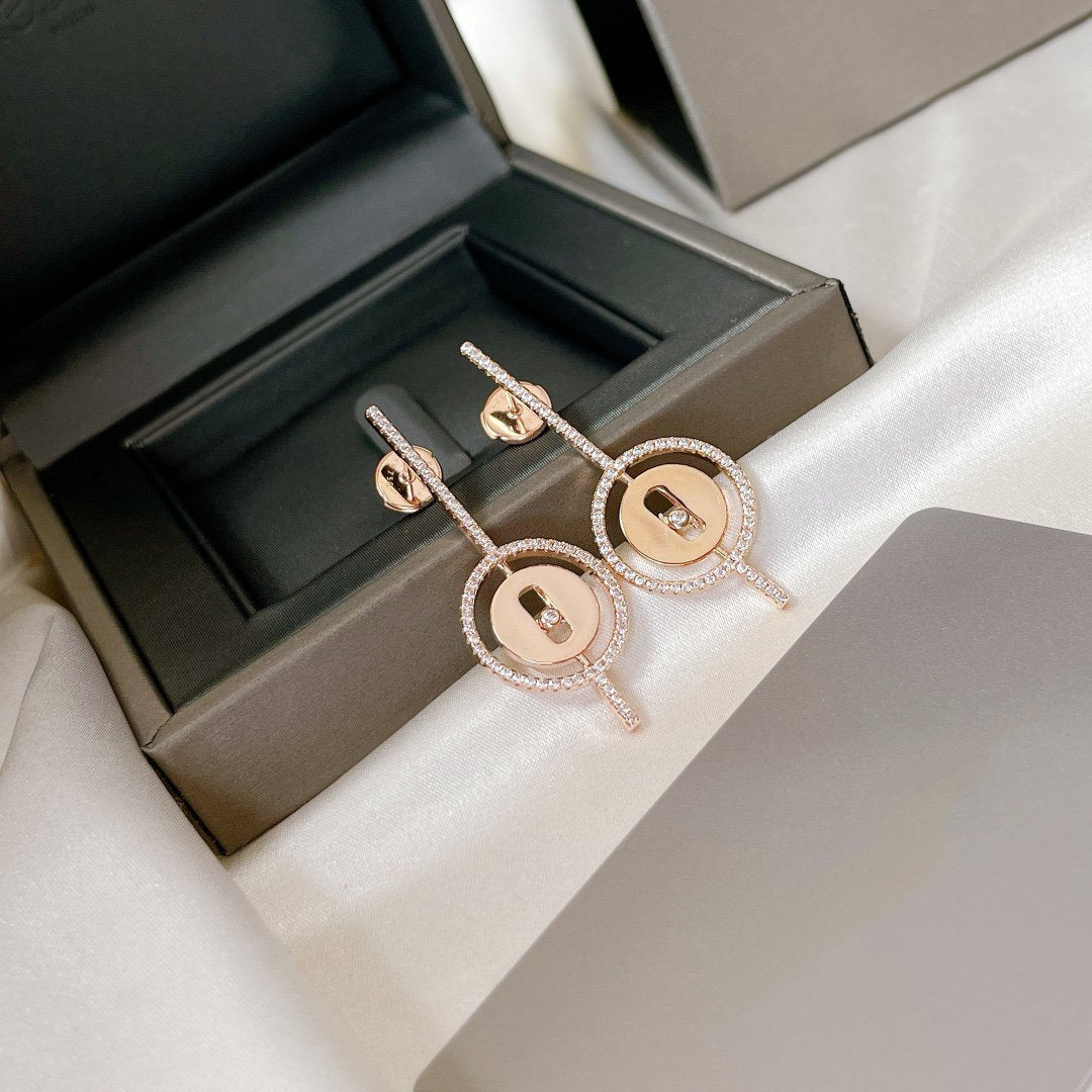 [⭐Maelin]Demo MOVE ARROW PINK GOLD DIAMOND EARRINGS
