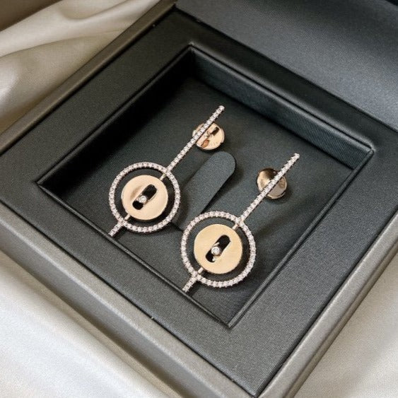 [⭐Maelin]Demo MOVE ARROW PINK GOLD DIAMOND EARRINGS